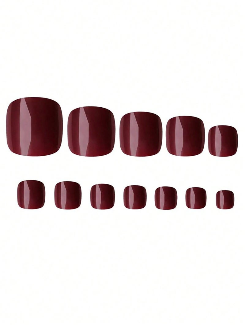 Solid Color Short Press-On Toenails with Adhesive Tabs 96 pcs 4 Colors ( 24 pcs For Each Color ) - Image 4